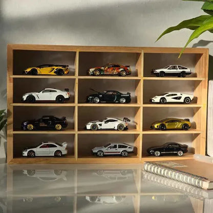 Wooden Light Up Hot Wheels Organizer With Cars