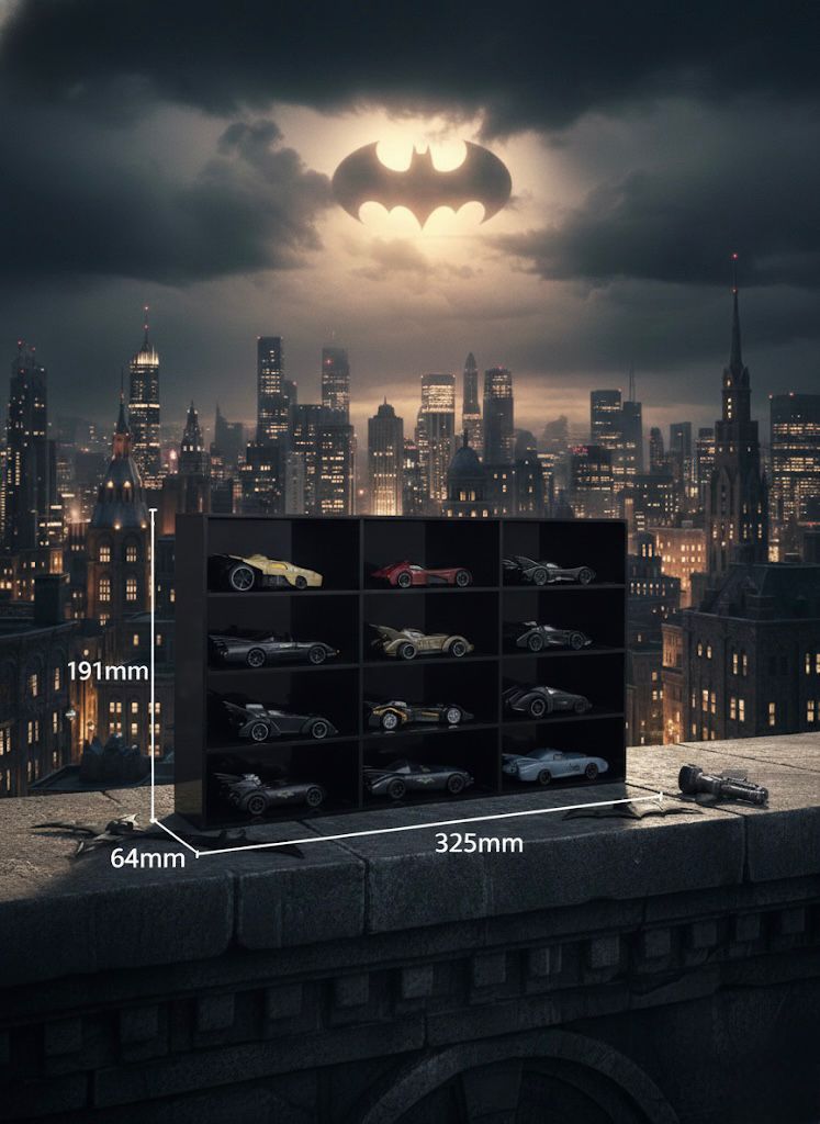 Acrylic Mini Car Display Organizer – 12 Slot Collector Shelf (Black)