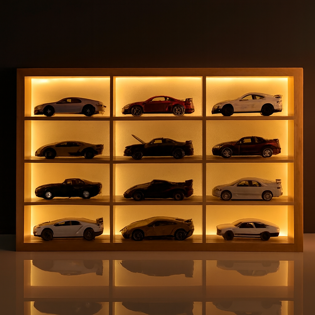Wooden Light-Up Hot Wheels Organizer