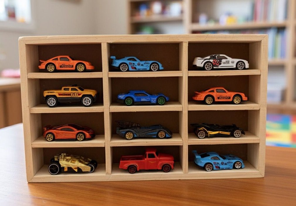 Wooden Hot Wheels & Die - Cast Car Organizer 12 Slot (Without Light) - Things of Art