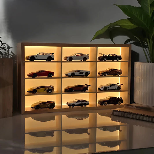Wooden Light Up Hot Wheels Organizer With Cars - Things of Art